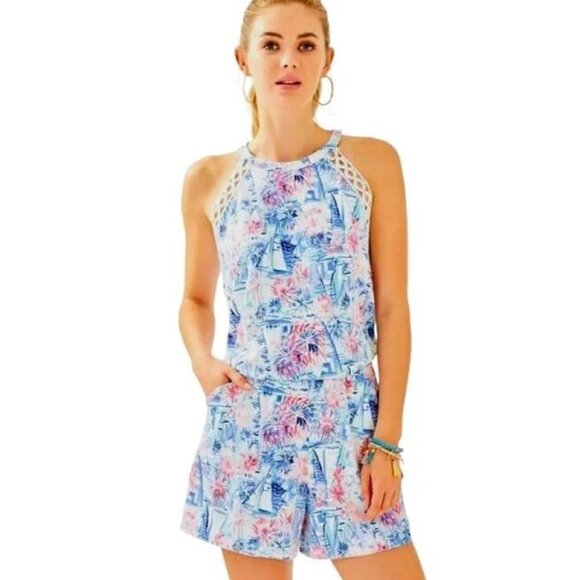 Lilly Pulitzer Lala Romper Sea to Shining Sea Sailboat Fireworks - Size XS - NWT - Picture 5 of 5